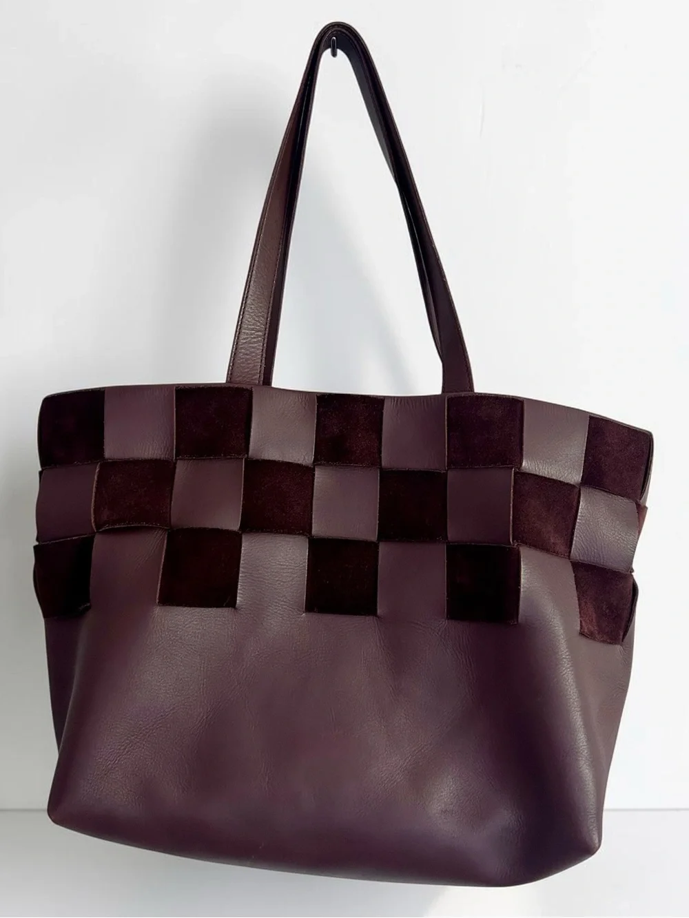 Madewell Basketweave Leather Suede Tote Chocolate Raisin Brown